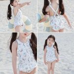 【80-130】水着 フリル付き ガールズ マーメイド風 UVカット - 画像 (3)