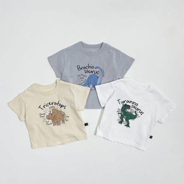 【73-100cm】半袖Tシャツ 恐竜イラスト 可愛い
