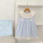 【66-130】ロンパースorワンピース フリル襟 ブルー 姉妹服 - 画像 (13)