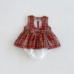 【66-90】ロンパース レッド チェック 可愛い ベビー服 - 画像 (3)