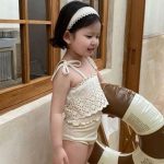【80-130】水着 透かし彫りデザイン ストラップ スイムウェア - 画像 (6)