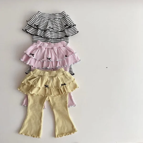 【73-120cm】ベビー 女の子 ワンピースリボン パンツ