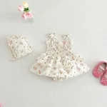 【66-100】ロンパース ボンネット付き ベビー 女の子リボン 小花柄 - 画像 (8)