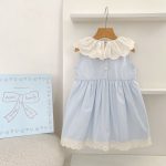 【66-130】ロンパースorワンピース フリル襟 ブルー 姉妹服 - 画像 (14)