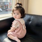 【73-100】セットアップ ピンク ウサギ サロペット＆ブラウス - 画像 (6)