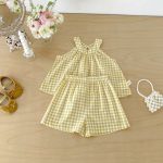 【73-110】セットアップ イエロー チェックトップス&ブルマ - 画像 (10)