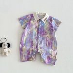 【66-90】オールインワン 総柄アート 可愛い ベビー服 - 画像 (6)