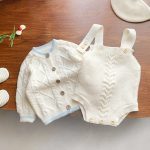 【66-100】ロンパース ニット編み シンプル 着心地良い ベビー服 - 画像 (3)