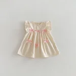 【80-130】ワンピース ベビー 女の子 肩フリル リボン - 画像 (7)