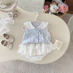 【73-100】トップスorブルマ ストライプ ノースリーブ ベビー服 - 画像 (4)