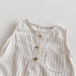 【66-90】ロンパース ストライプ ノースリーブ ベビー服 - 画像 (10)