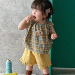 【73-110】セットアップ レトロ チェック 可愛い ベビー服 - 画像 (3)