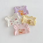 【73-120】Tシャツ うさぎプリント 可愛い フリル 韓国風 トップス - 画像 (7)