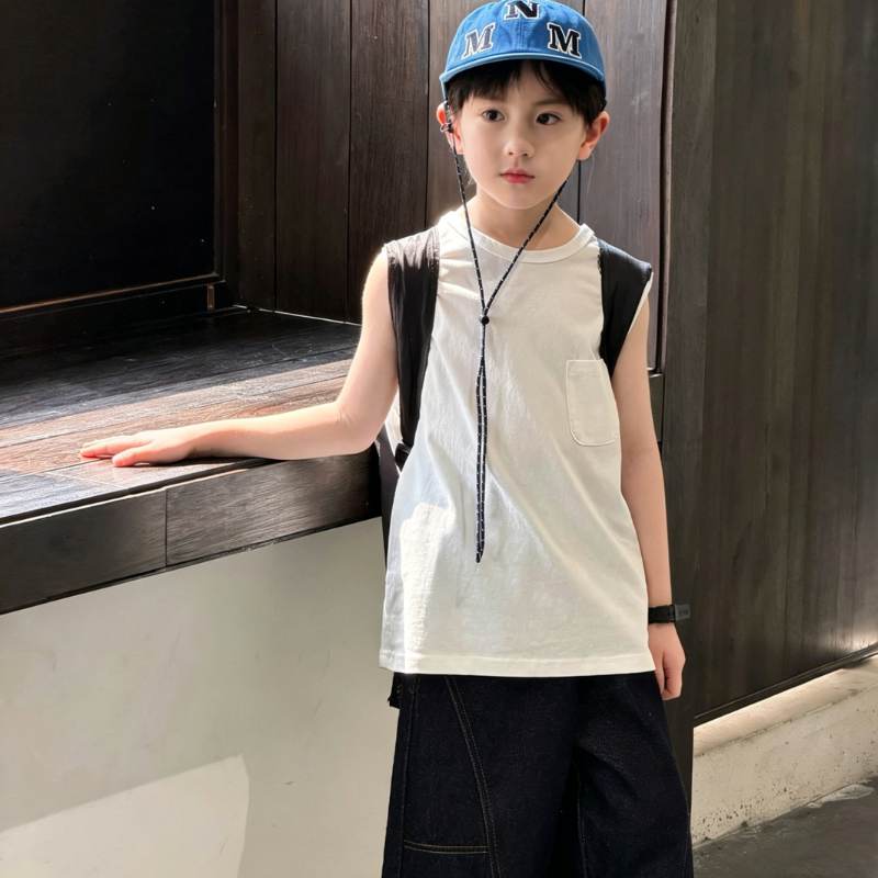 6 【100-170】ベスト 男の子 無地 シンプル ゆったり - 画像 (1)