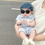 【66-90】ロンパース ブルーチェック 半袖 ベビー服 - 画像 (8)