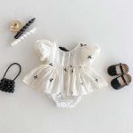 【66-90】ロンパース リボン付き パフスリーブ 可愛い 女の子 - 画像 (3)