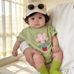 【66-90】ロンパース フラワーグリーン 可愛い ベビー服 - 画像 (10)
