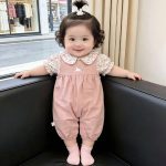【73-100】セットアップ ピンク ウサギ サロペット＆ブラウス - 画像 (5)
