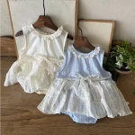 【66-90】スカート風 ロンパース ベビー女の子 レース - 画像 (8)