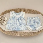 【73-110】セットアップ ベビー 女の子 花柄 フリルデザイン - 画像 (4)