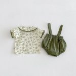 【66-100】二点セット シャツ&サロペット フラワー 可愛い - 画像 (5)