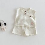 【73-110】セットアップ ペット柄 ノースリーブ 着心地良い 子供服 - 画像 (4)