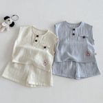【73-110】セットアップ ペット柄 ノースリーブ 着心地良い 子供服 - 画像 (10)