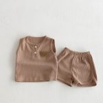 【66-100】セットアップ クマ柄 ワッフル ノースリーブ 着心地良い - 画像 (6)