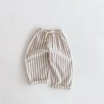 【73-120】ロングパンツ ストライプ柄 リネン コットン - 画像 (8)