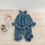 【73-130】デニムセットアップ ベビー 女の子 ハルターネック - 画像 (9)