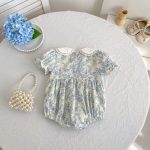 【66-130】ロンパースorワンピース ブルー 花柄 姉妹服 - 画像 (7)