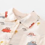 【73-100】セットアップ 車柄 デニム サロペット&シャツ - 画像 (8)
