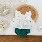 【66-100】トップス&ブルマ 花刺繡 グリーン 女の子 可愛い セットアップ - 画像 (11)