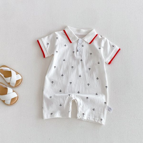 【66-90cm】ロンパース 総柄POLO シンプル ベビー服