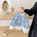 【66-100】姉妹服 ノースリーブ ブルーロンパースorワンピース - 画像 (9)