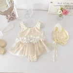 【73-100】水着 クリーム フラワー スイムウェア - 画像 (5)