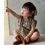 【73-110】セットアップ レトロ チェック 可愛い ベビー服 - 画像 (10)