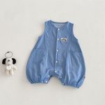 【66-90】サロペット ポケット付き ブルー シンプル 可愛い - 画像 (5)