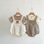 【66-90】セットアップ 熊さん 可愛い サロペット&Tシャツ - 画像 (3)