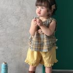【73-110】セットアップ レトロ チェック 可愛い ベビー服 - 画像 (5)