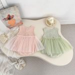 【66-90】ロンパース ノースリーブ 無地 女の子 可愛い - 画像 (3)