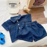 【66-100】セットアップ デニム 半袖 カジュアル ベビー服 - 画像 (6)