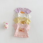 【73-120】Tシャツ うさぎプリント 可愛い フリル 韓国風 トップス - 画像 (9)