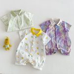 【66-90】オールインワン 総柄アート 可愛い ベビー服 - 画像 (8)