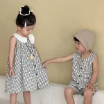 【80-150】チェックセットアップ or ワンピース ノースリーブ