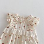 【66-90】オールインワン チェリー柄 フリル 可愛い ベビー服 - 画像 (10)