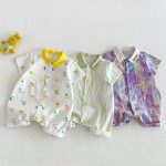 【66-90】オールインワン 総柄アート 可愛い ベビー服 - 画像 (3)