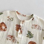【66-100】ロンパース ベビー 動物柄 リネン - 画像 (9)