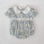 【66-130】ロンパースorワンピース ブルー 花柄 姉妹服 - 画像 (10)