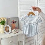 【66-90】ロンパース レース パフスリーブ おしゃれ ベビー服 - 画像 (6)